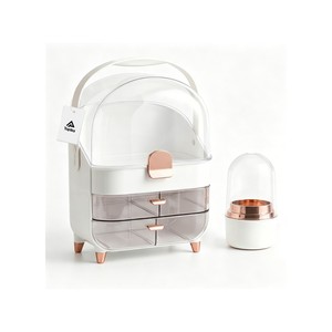 Topika Makeup Organizer With Drawers, Dustproof Lid & Brush Holder