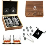Topika Whiskey Gift Set for Men - 2 Glasses, 8 Whiskey Stones & Wooden Box