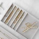 Topika Jewellery Organizer, Velvet Jewelry Tray with Storage for Drawer
