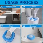 Topika Disposable Toilet Brush & Holder Set with 16 Refills , No Mess