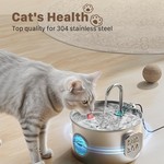 Topika 3.2L Stainless Steel Cat Fountain, Quiet Pet Water Dispenser, TY10
