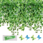 Topika Artificial Ivy Vines & Butterfly Fake Plants for Room Decor, 24pcs