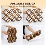 Topika Wooden Wine Rack 10 Bottle Countertop Holder, Freestanding Foldable