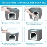 TopikaPet - Foldable Cat Bed with Scratch Pad & Toy, Cozy Indoor Cat House