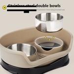 Topika Stainless Steel Double Bowls for Dogs & Cats, Non-Slip Tray