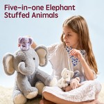 5-in-1 Plush Elephant Stuffed Animal Set, 4 Babies Tucked Inside
