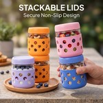 Topika-Over Night Oats Jars 4 Pcs,480Ml Glass Storage Jars With Bamboo Lids