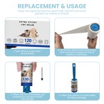 Topika Lint Roller Refills Pet Hair Removal Roller 120x6Sheets 2 handles
