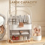 Topika Makeup Organizer With Drawers, Dustproof Lid & Brush Holder