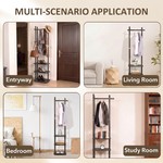 Topika - Wood Garment Rack Clothes Stand With 3 Shelves & Smooth Castors