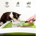 Topika Durable Stainless Steel Cat Litter Scoop with Long Handle