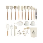 Topika Silicone Non-Stick Kitchen Utensil tool Set with Holder, 27pcs white