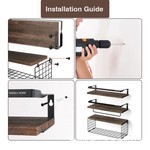 TopikaHome - Bathroom Organiser with Basket, Wall Mounted Shelve for Home
