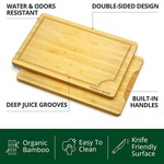 Topika - Bamboo Kitchen Cutting Boards Set, 3 Piece Wooden Chopping Boards