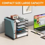 Topika - Desk Organiser with 5-Tier Tray & Side File Holder, Black Steel