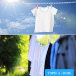 Topika - Clothesline Washing Line with Hooks, Nylon Windproof Laundry Rope