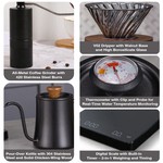 Topika - Pour Over Coffee Set, Hand coffee bean grinder Dripper Flask
