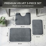 Topika - Bathroom Mat Set 3 Pcs, Non-Slip Plush Memory Foam Bath Rugs