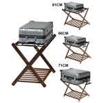 TopikaHome - Bamboo Luggage Rack with Storage Shelf Folding Suitcase Stand