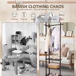 Topika - Wood Garment Rack Clothes Stand With 3 Shelves & Smooth Castors