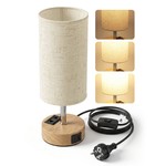 Topika - Touch Desk Lamp With USB Ports, AC Outlet And Wood Grain Base