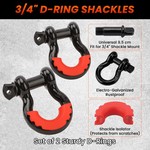 TopikaAuto 9m 15Ton Tow Strap Heavy Duty with D-Ring Shackles Recovery Rope