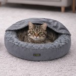 Topika Soft Dog Bed, Donut Round Calming Anti-Anxiety Dog Burrow Cave