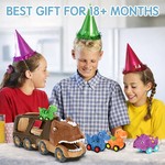 Topika Dinosaur Truck Toys for Kids, Friction Truck Set for 2-4 Toddlers
