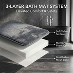 Topika - Bathroom Mat Set 3 Pcs, Non-Slip Plush Memory Foam Bath Rugs