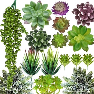 Topika - Fake Plants 16 Piece Artificial Succulent Set, Fake Plants room decor