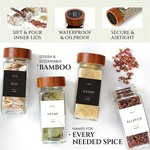Topika - Spice Jars Glass Set 27pcs with Walnut Lids,Funnel,Grinder,Labels