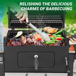 Topika Heavy-Duty Charcoal Smoker BBQ Grill with Side Shelf & Thermometer