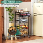 TopikaHome- 4-Tier Kitchen Fruit Basket Cart with Pull-Out Storage Bins