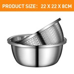 Topika Chinese Style Colander 22cm Stainless Steel Kitchen Strainer Set