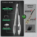 Topika Stainless Steel Kitchen Tongs for Cooking, 3 Piece Cooking Tongs Set