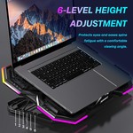 Topika 12-16 inch laptop cooling pad, 6 fans, RGB, Silent Adjustable Height