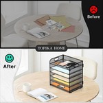 Topika 6 Tier Paper Rack File Sorter, Metal Mesh Desk Organiser with Handle