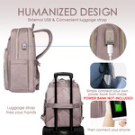 Topika - Ladies 15.6" Laptop Backpack , USB Port, Waterproof, Pink Oxford