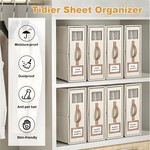 Topika Home-Foldable Sheet Organizers for Bedding, 4pcs Linen Storage Cubes