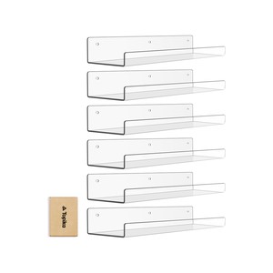 Topika Acrylic Floating Shelves, 3/6 Pack Clear Wall Shelves For Home