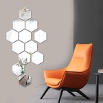 Topika 32piece Hexagon Mirror Wall Stickers, Acrylic Peel& Stick Home Decor
