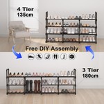 Topika 4-Tier Adjustable Metal Shoe Rack, Shoe Storage Organizer