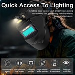 Topika Auto Darken Welding Helmet with Light, Heat-Resistant Shield for Men