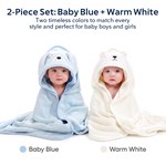 Topika Baby Bath Towels, Soft Coral Fleece, 80 x 80cm Blue/White 2 Pack Set