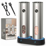 Topika - Electric Salt And Pepper Grinder Set, Rechargeable Stainless Steel
