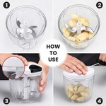 Topika Quick Hand Chopper 900ml String Chopper Blender Machine&5 Blades