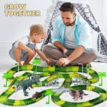 Topika Dinosaur Toys Flexible Track Race Car Playset, Kids Toy for 4+