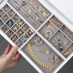 Topika Jewellery Organizer, Velvet Jewelry Tray with Storage for Drawer