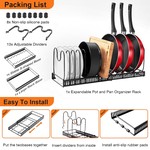 Topika - Expandable Pot and Pan Rack with 13 Adjustable Dividers - 30-58cm