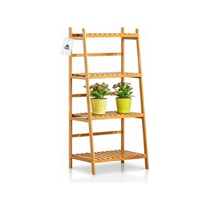 Topika Tall Indoor Plant Display Stand Rack, 4-Tier Bamboo Flower Shelf